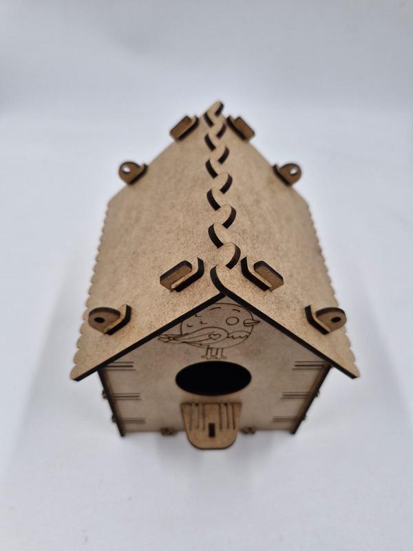 5 Adet Desenli Ahşap Kuş Yuvası Evi Boyanabilir (Etkkinlik İçin) 16 cm x 13 cm x 12 cm