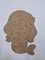 20 Adet Sevimli Denizkızı Ahşap Boyama Okul Diy Etkinlik Aktivite Sanat 15 cm x 11 cm