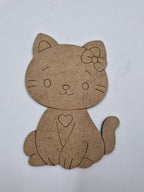 1 Adet Sevimli Kedi Ahşap Boyama Okul Diy Etkinlik Aktivite Sanat 15 cm x 10 cm