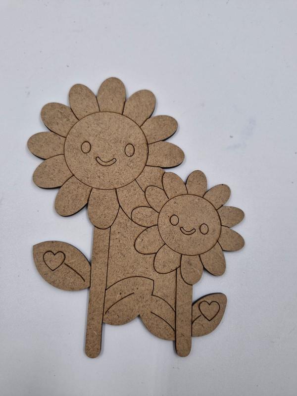 1 Adet Sevimli Ayçiçeği Ahşap Boyama Okul Diy Etkinlik Aktivite Sanat 15 cm x 12 cm