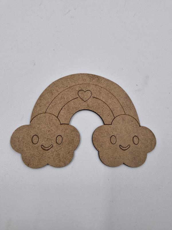 5 Adet Sevimli Gökkuşağı Ahşap Boyama Okul Diy Etkinlik Aktivite Sanat 15 cm x 10 cm