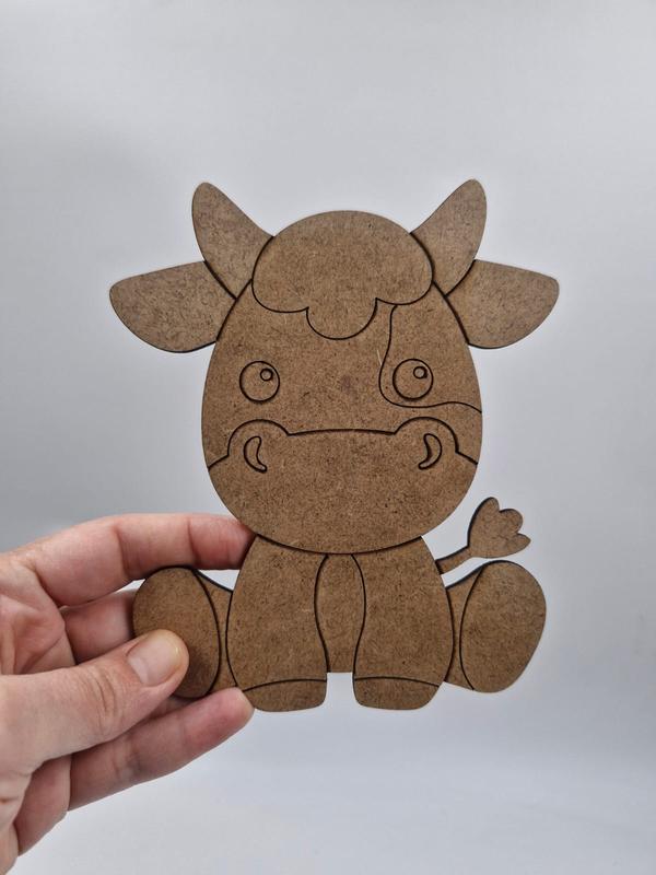 1 Adet Sevimli İnek Ahşap Boyama Okul Diy Etkinlik Aktivite Sanat 15 cm x 12 cm