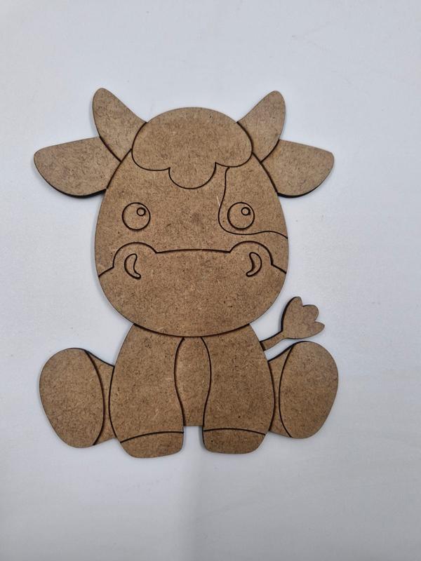 1 Adet Sevimli İnek Ahşap Boyama Okul Diy Etkinlik Aktivite Sanat 15 cm x 12 cm