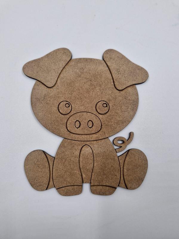 1 Adet Sevimli Domuz Ahşap Boyama Okul Diy Etkinlik Aktivite Sanat 15 cm x 13 cm