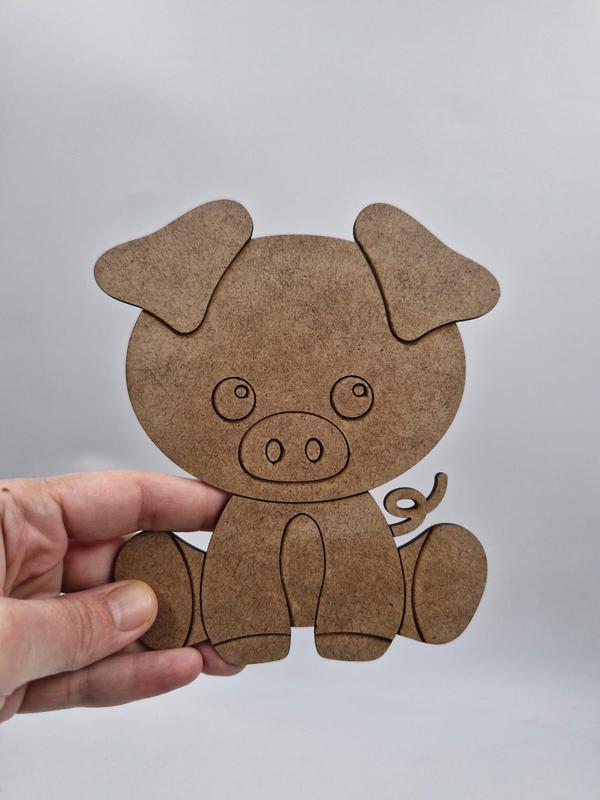 1 Adet Sevimli Domuz Ahşap Boyama Okul Diy Etkinlik Aktivite Sanat 15 cm x 13 cm