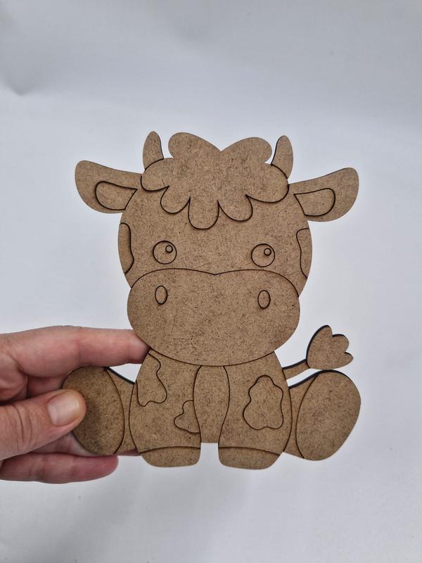 1 Adet Sevimli İnek Ahşap Boyama Okul Diy Etkinlik Aktivite Sanat no2 15 cm x 13 cm