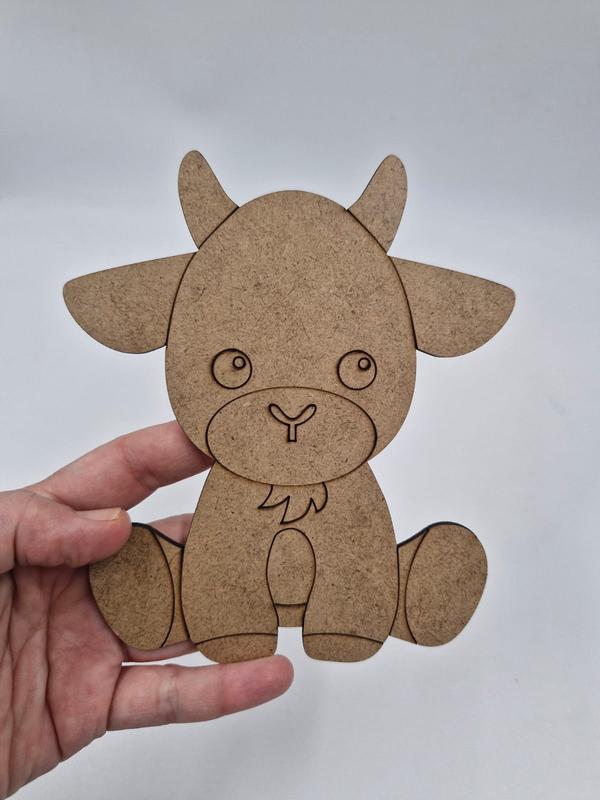 1 Adet Sevimli Keçi Ahşap Boyama Okul Diy Etkinlik Aktivite Sanat 15 cm x 13 cm