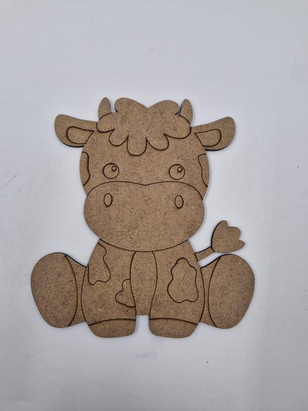 1 Adet Sevimli İnek Ahşap Boyama Okul Diy Etkinlik Aktivite Sanat no2 15 cm x 13 cm