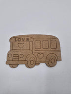 1 Adet Sevimli Okul Otobüsü Ahşap Boyama Okul Diy Etkinlik Aktivite Sanat 15 cm x 10 cm