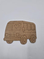 1 Adet Sevimli Otobüs Ahşap Boyama Okul Diy Etkinlik Aktivite Sanat 15 cm x 11 cm