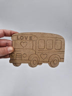 1 Adet Sevimli Okul Otobüsü Ahşap Boyama Okul Diy Etkinlik Aktivite Sanat 15 cm x 10 cm