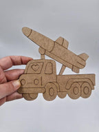 1 Adet Sevimli Füze Kamyonu Ahşap Boyama Okul Diy Etkinlik Aktivite Sanat 15 cm x 14 cm