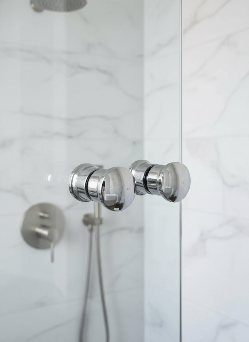 2 Kapılık Cam Duşakabin Topuz Yuvarlak Kulpları