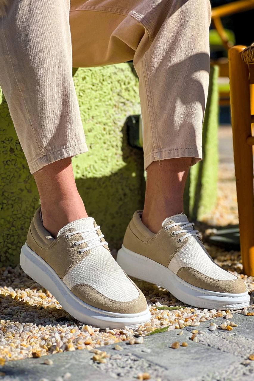 KB-042 Kuback Bağcıklı Bej Günlük Erkek Ayakkabı