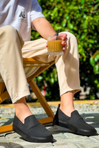 KB-114 Kuback Siyah Triko Siyah Yüksek Taban Bağcıksız Günlük Erkek Ayakkabı