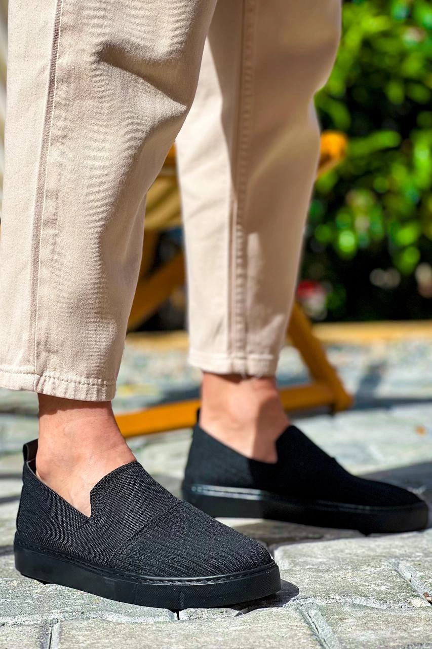 KB-114 Kuback Siyah Triko Siyah Yüksek Taban Bağcıksız Günlük Erkek Ayakkabı