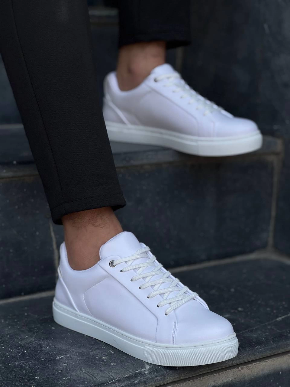KB-BX1 Kuback Beyaz Cilt Yüksek Beyaz Taban Günlük Erkek Ayakkabı