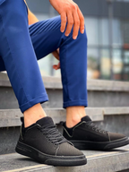 KB-X204 Kuback Siyah Keten Siyah Yüksek Taban Günlük Erkek Spor Ayakkabı