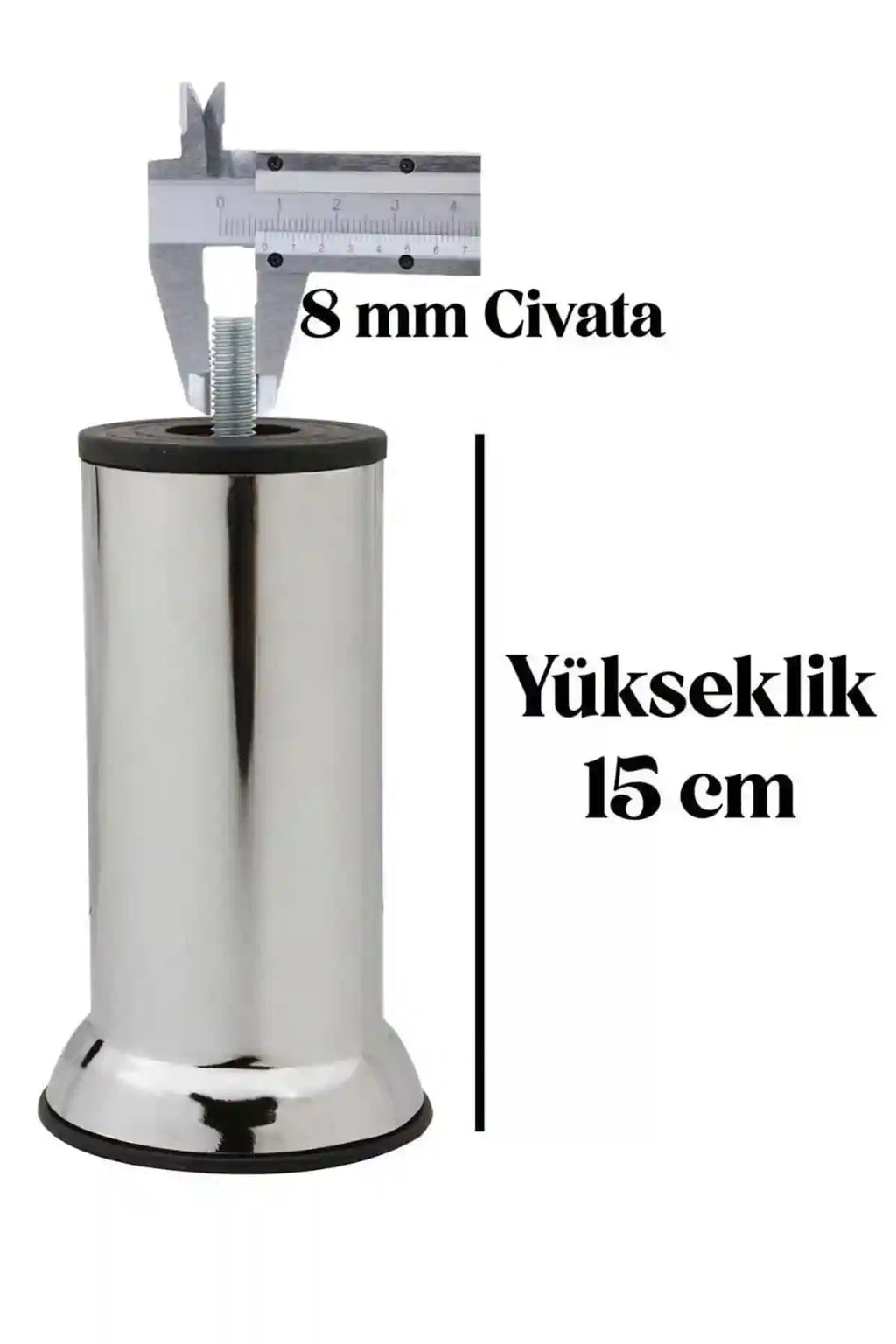 Baza Ayağı Krom Baza ve Dolap Yükseltici 15 Cm ( 8 MM Diş Kalınlığı ) 1 Adet