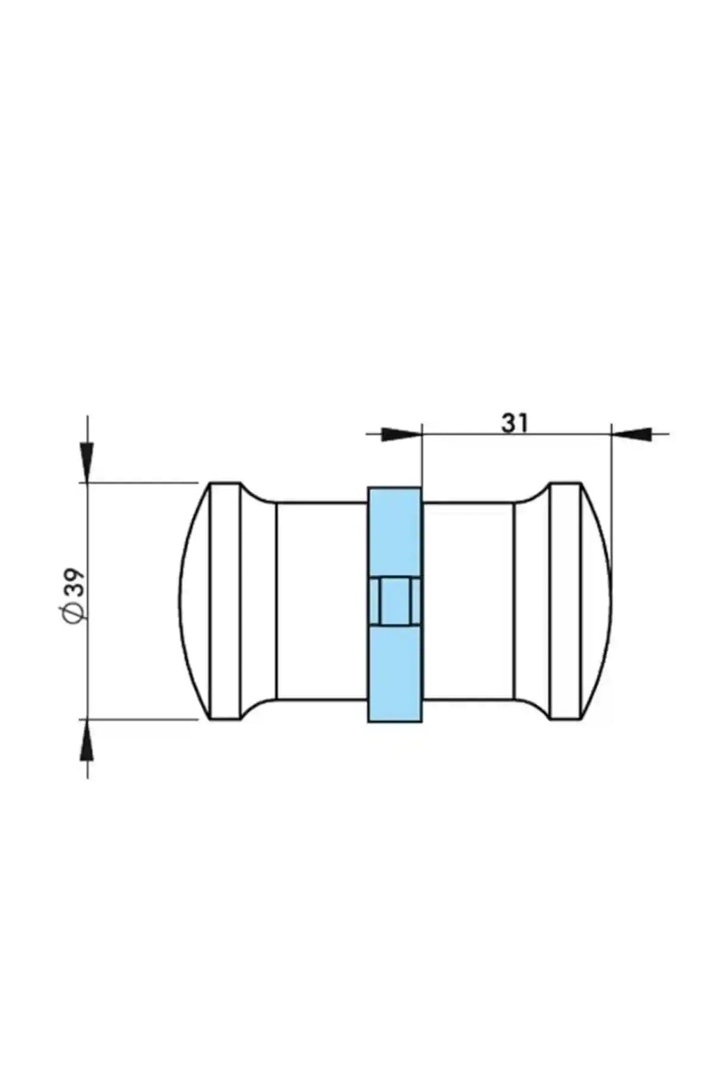 2 Kapılık Cam Duşakabin Topuz Yuvarlak Kulpları