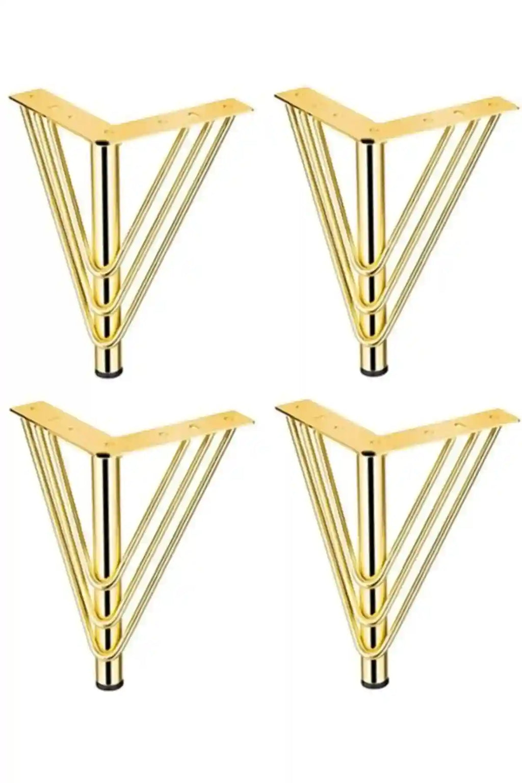 Metal Gold Koltuk, Masa, TV Ünitesi Ayağı 3 Telli 15 Cm ( 4 Lü Paket )