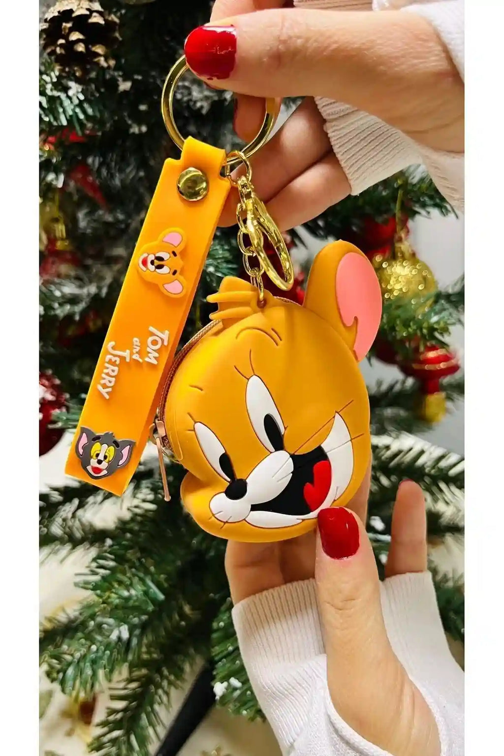 Tom ve Jerry Jerry Figürlü Cüzdanlı Çantaya Takılabilir Anahtarlık