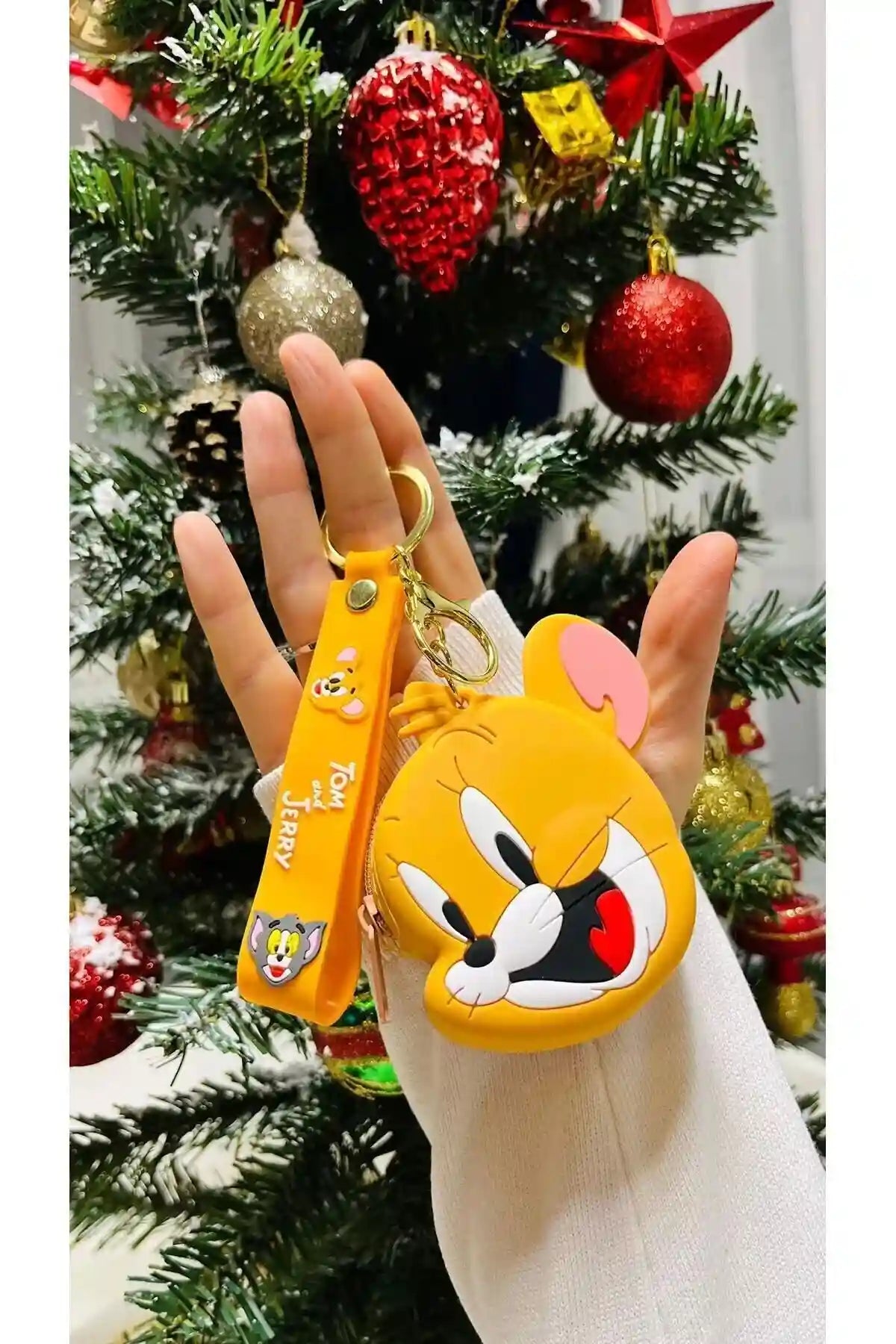 Tom ve Jerry Jerry Figürlü Cüzdanlı Çantaya Takılabilir Anahtarlık