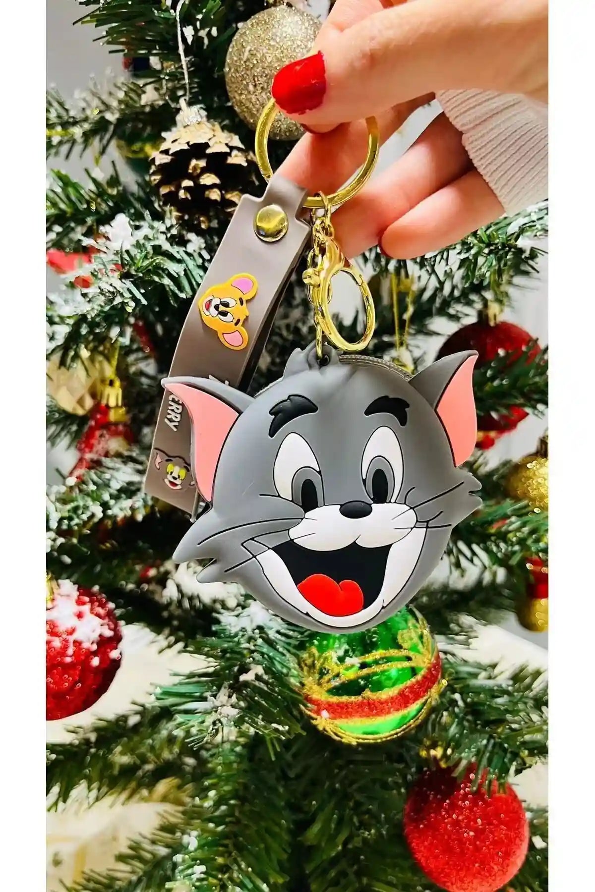 Tom ve Jerry Tom Figürlü Cüzdanlı Çantaya Takılabilir Anahtarlık