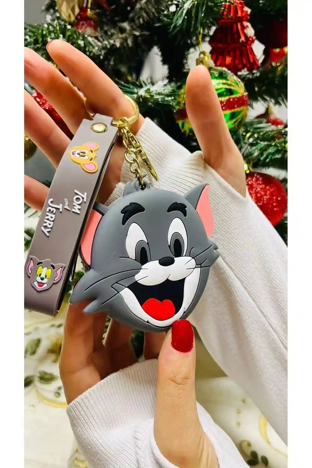 Tom ve Jerry Tom Figürlü Cüzdanlı Çantaya Takılabilir Anahtarlık