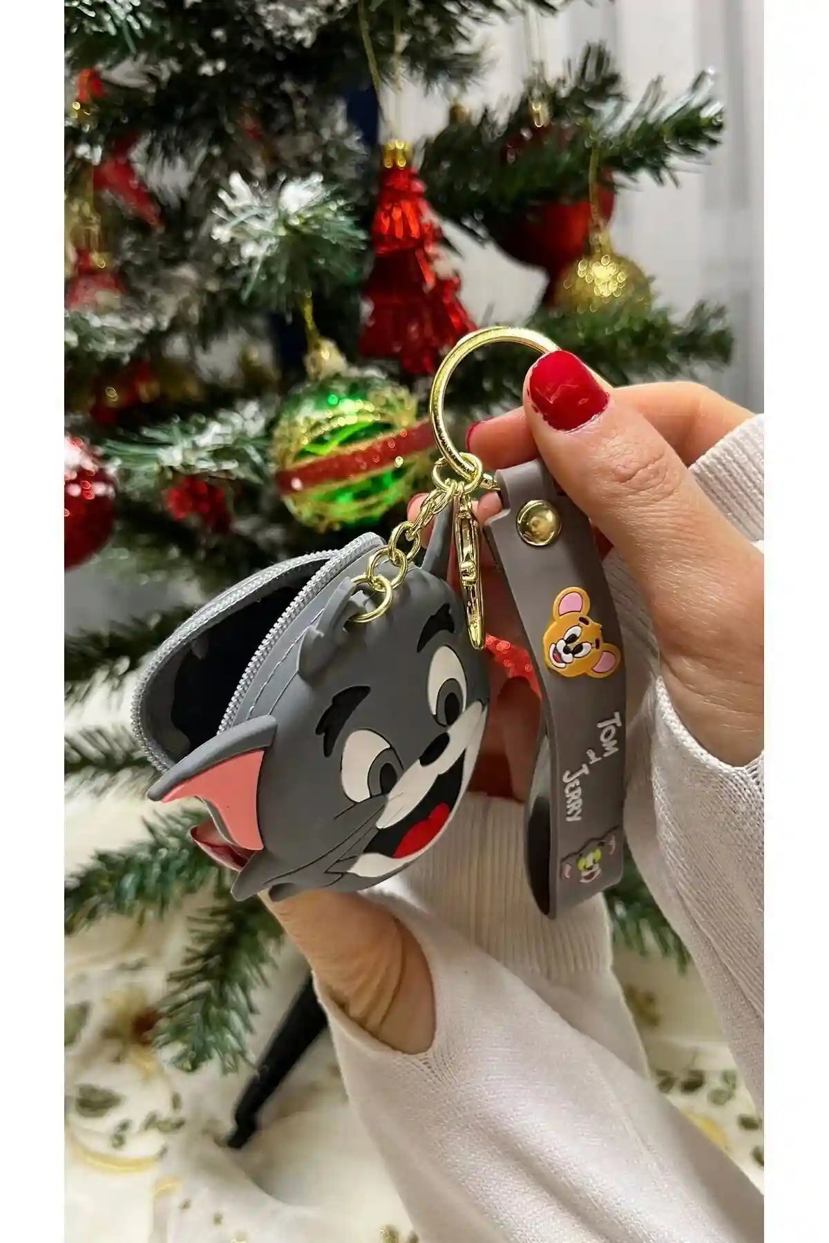 Tom ve Jerry Tom Figürlü Cüzdanlı Çantaya Takılabilir Anahtarlık