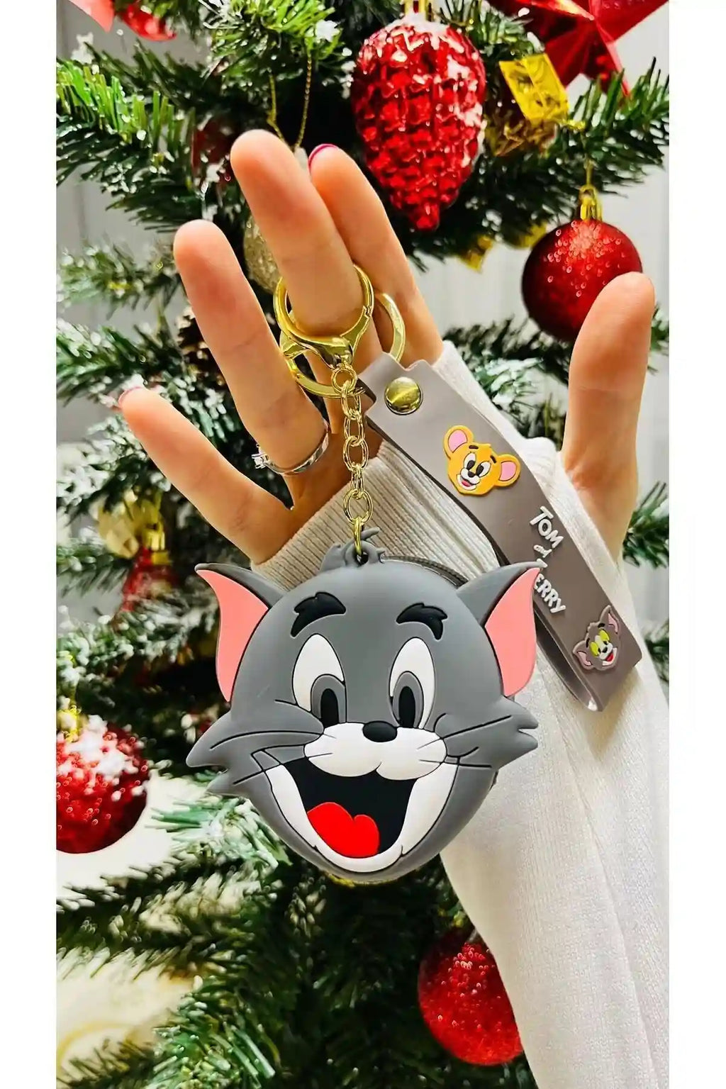 Tom ve Jerry Tom Figürlü Cüzdanlı Çantaya Takılabilir Anahtarlık