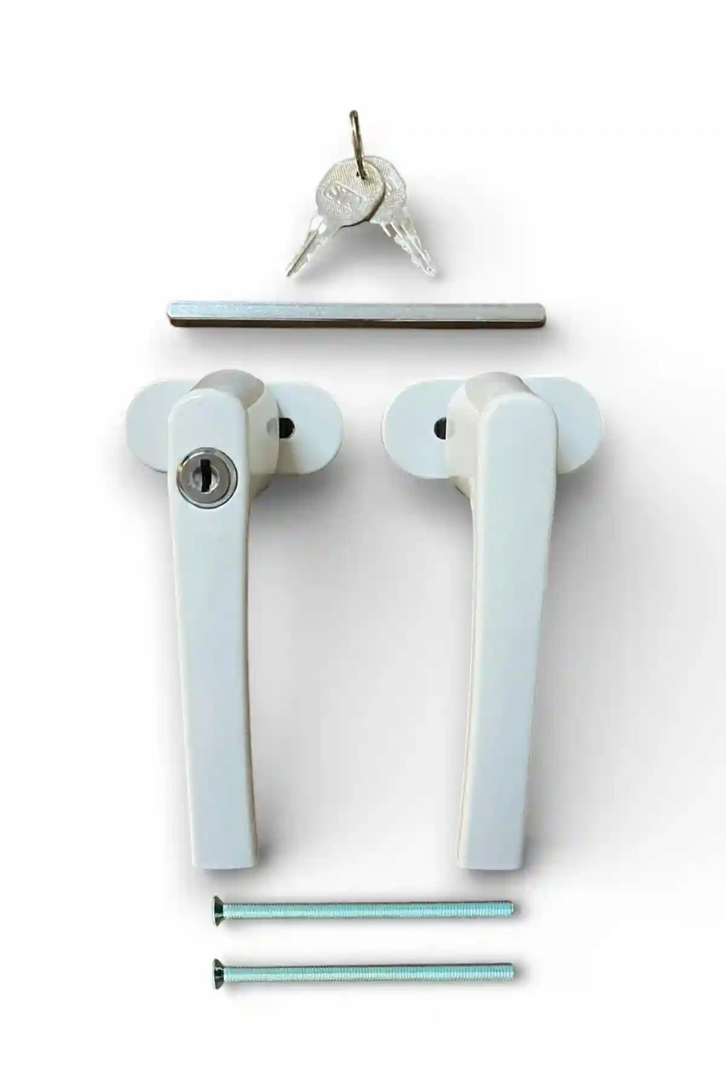 Anahtarlı Kilitli Pvc Pimapen Pencere ve Balkon Kapı Kolu Çiftli Alüminyum Beyaz