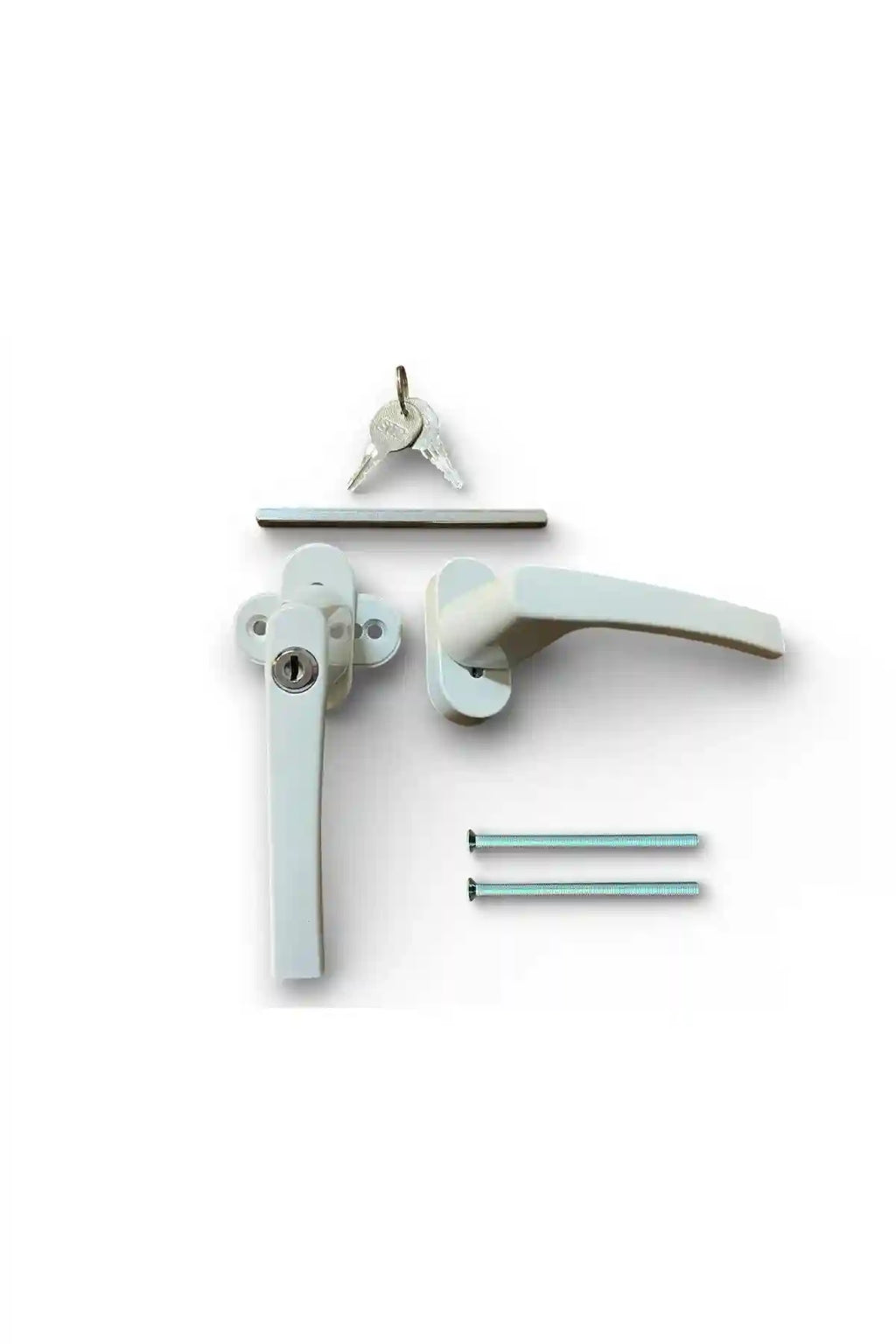 Anahtarlı Kilitli Pvc Pimapen Pencere ve Balkon Kapı Kolu Çiftli Alüminyum Beyaz