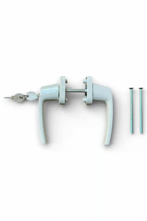Anahtarlı Kilitli Pvc Pimapen Pencere ve Balkon Kapı Kolu Çiftli Alüminyum Beyaz