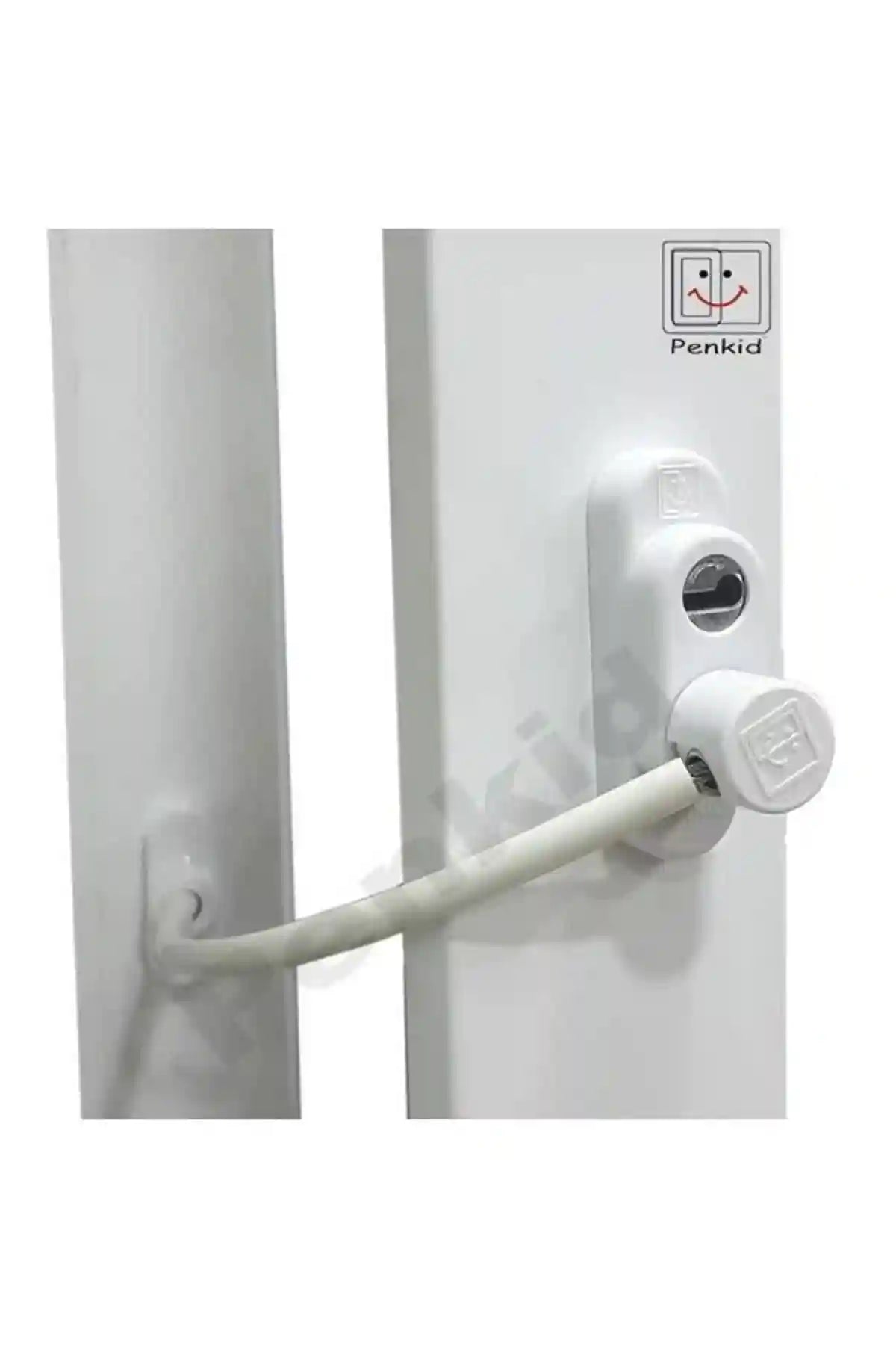 Penkid Kablolu Çelik Halatlı Anahtarlı Pencere Çocuk Güvenlik Kilidi Beyaz