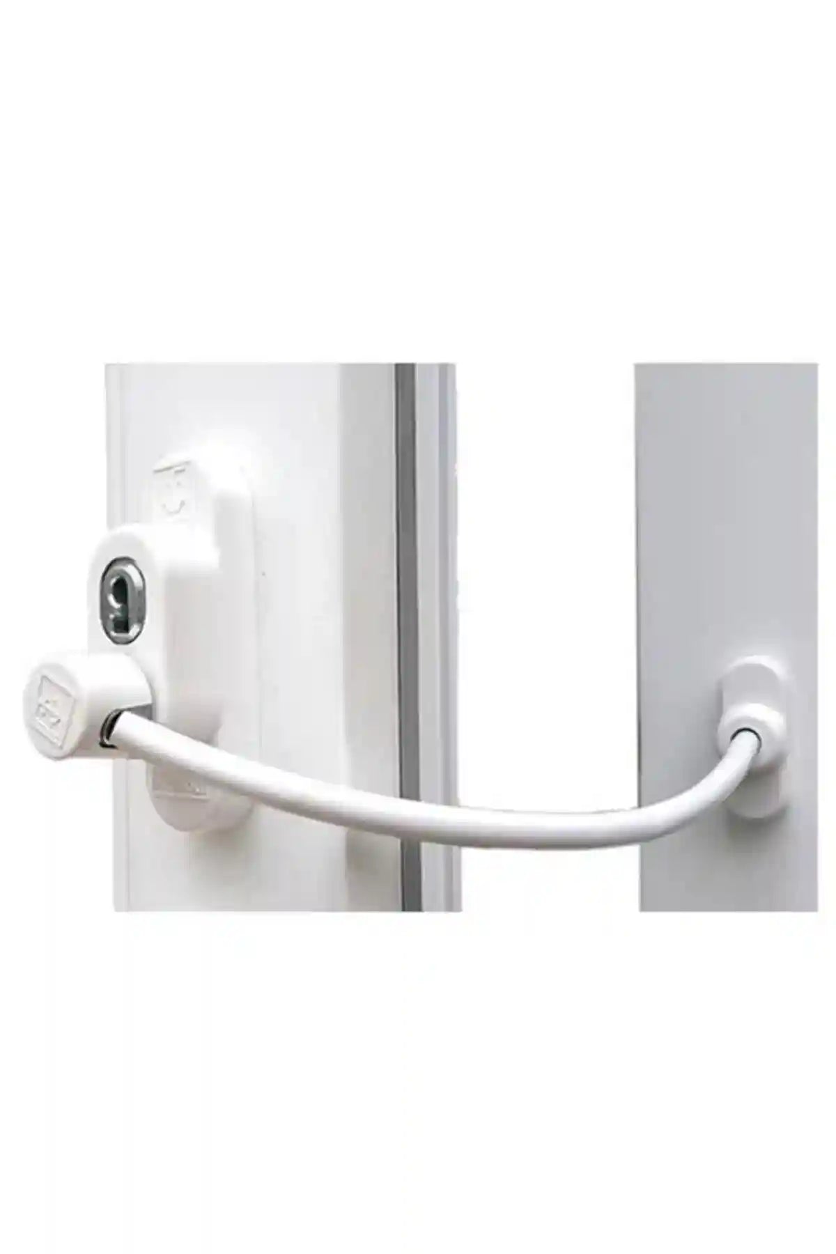 Penkid Kablolu Çelik Halatlı Anahtarlı Pencere Çocuk Güvenlik Kilidi Beyaz