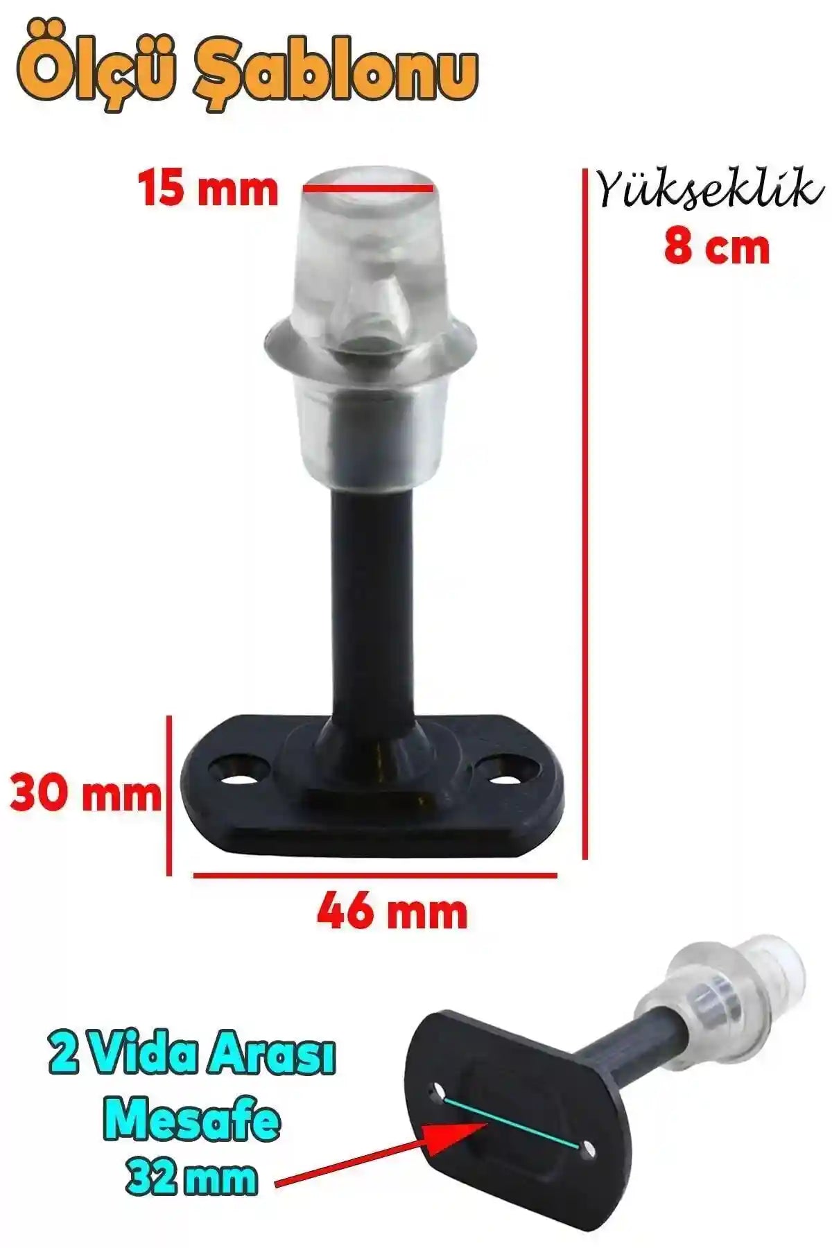 Kapı Kolu Stoperi Tamponu Durdurucusu Tutucu Tutacağı Plastik Mat Siyah Stopu Silikonlu 8 Cm