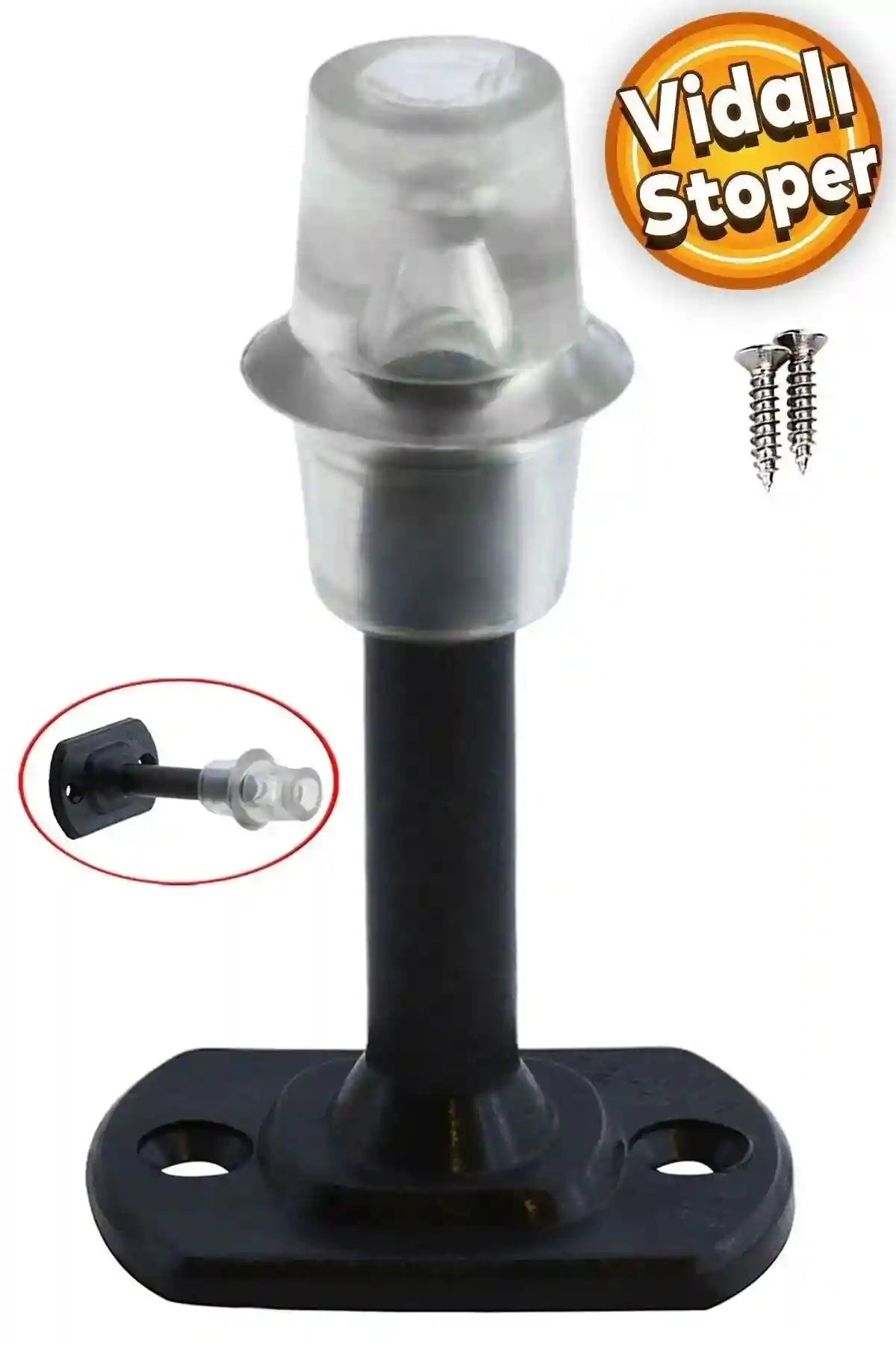 Kapı Kolu Stoperi Tamponu Durdurucusu Tutucu Tutacağı Plastik Mat Siyah Stopu Silikonlu 8 Cm