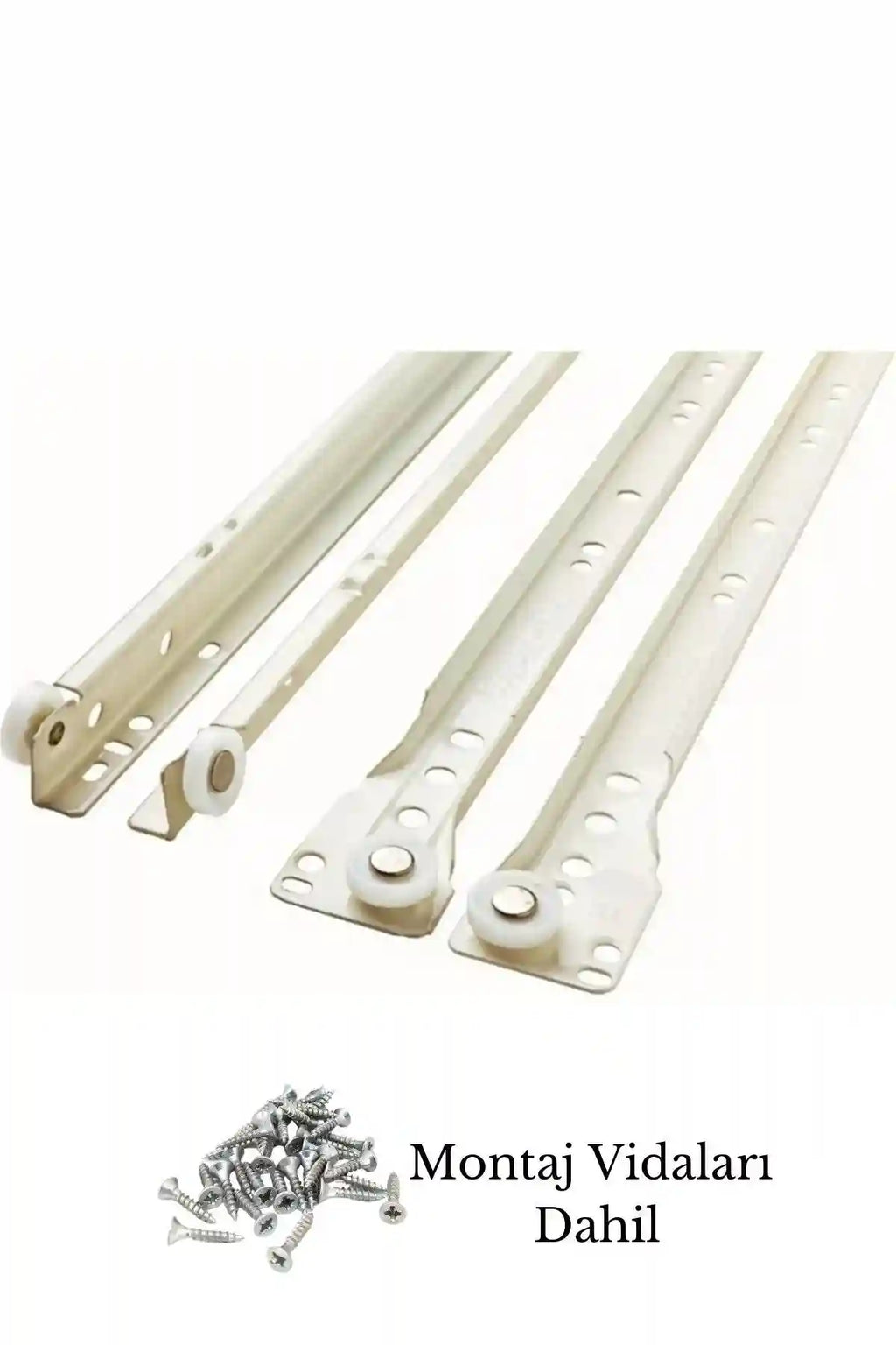 Klasik Kızaklı Çekmece Rayı Beyaz 50 Cm Çekmece Rayları Beyaz