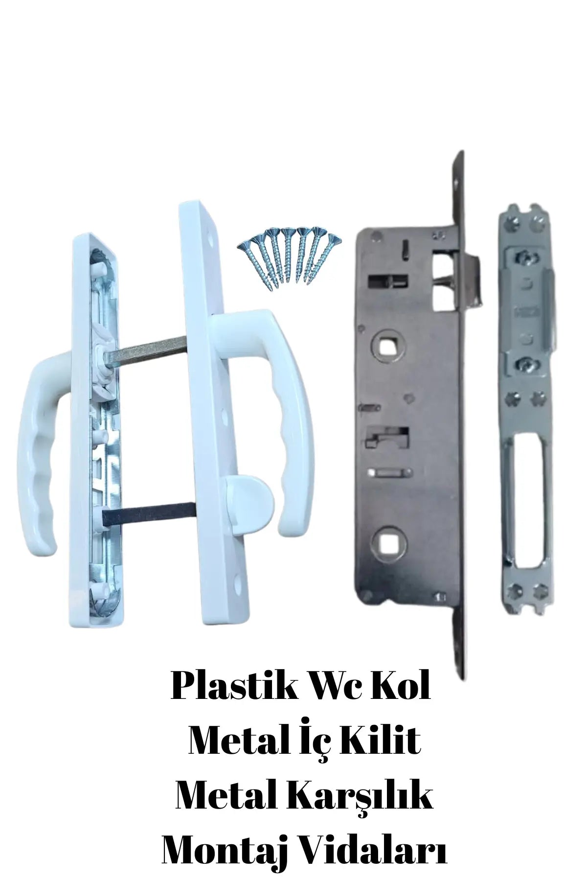 PVC Pimapen Kapı Kolu Kilit Seti 1 Adet – Banyo WC Tuvalet Kapı Kolu Takımı