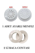 Ayarlı Doğalgaz Cam Menfezi Beyaz 1 Adet, Doğalgaz Kombi Baca Contası 2 Li 1 Takım