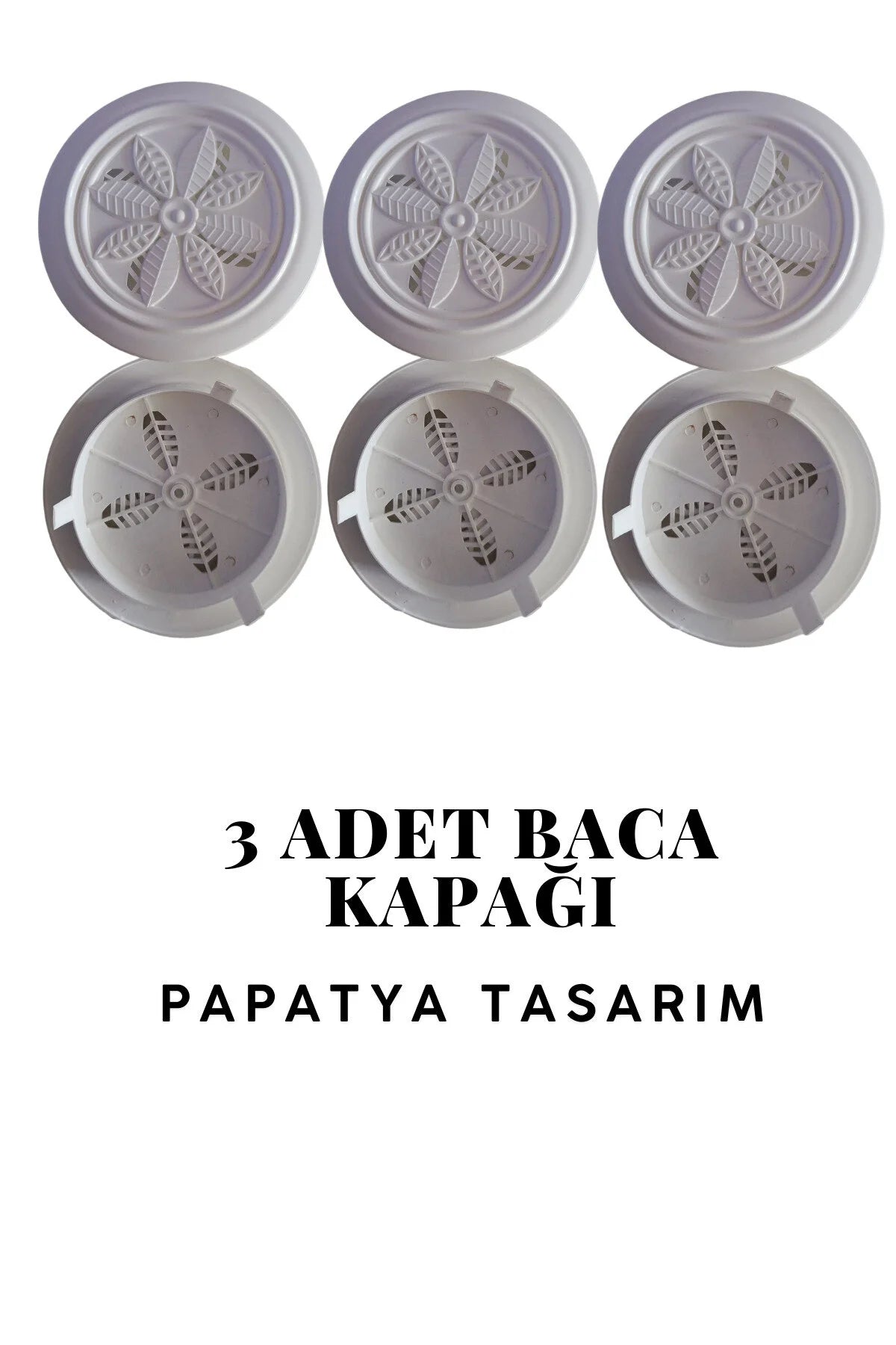 Papatya Tasarım Beyaz Baca Kapağı 3 Adet
